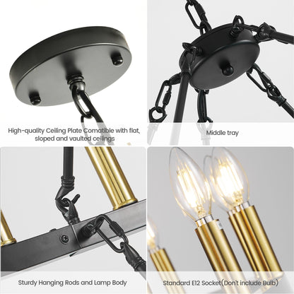 Modern Farmhouse Chandelier 2 Tier Round Wagon Wheel Chandelier Large High Ceiling Light.