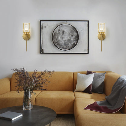 Modern Gold Dimmable Wall Light Glam Cylinder Bathroom Crystal Vanity Light Wall Sconces