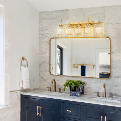 Modern Gold Dimmable Wall Light Glam Cylinder Bathroom Crystal Vanity Light Wall Sconces