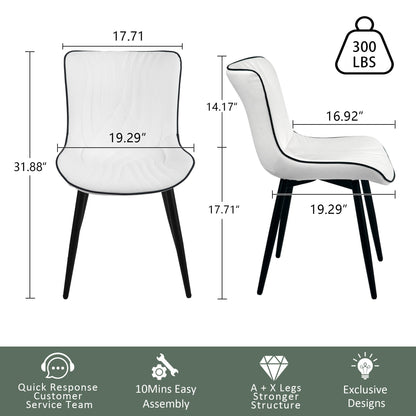 Modern Upholstered Leather Armless Dining Chairs Set of 2