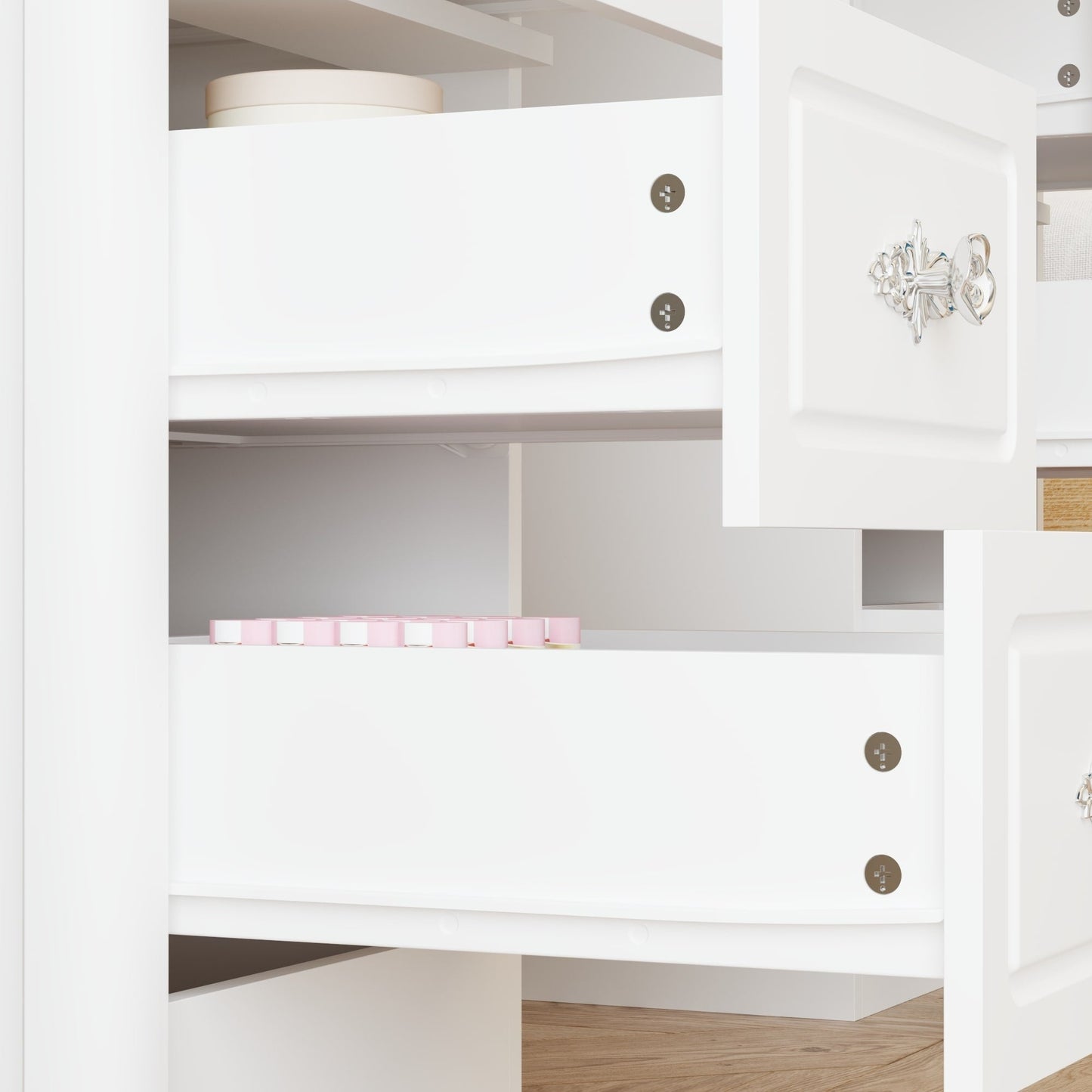 Modern White Makeup Vanity Fold Mirror Adjustable Lighting Dressing - 40.2x54.1