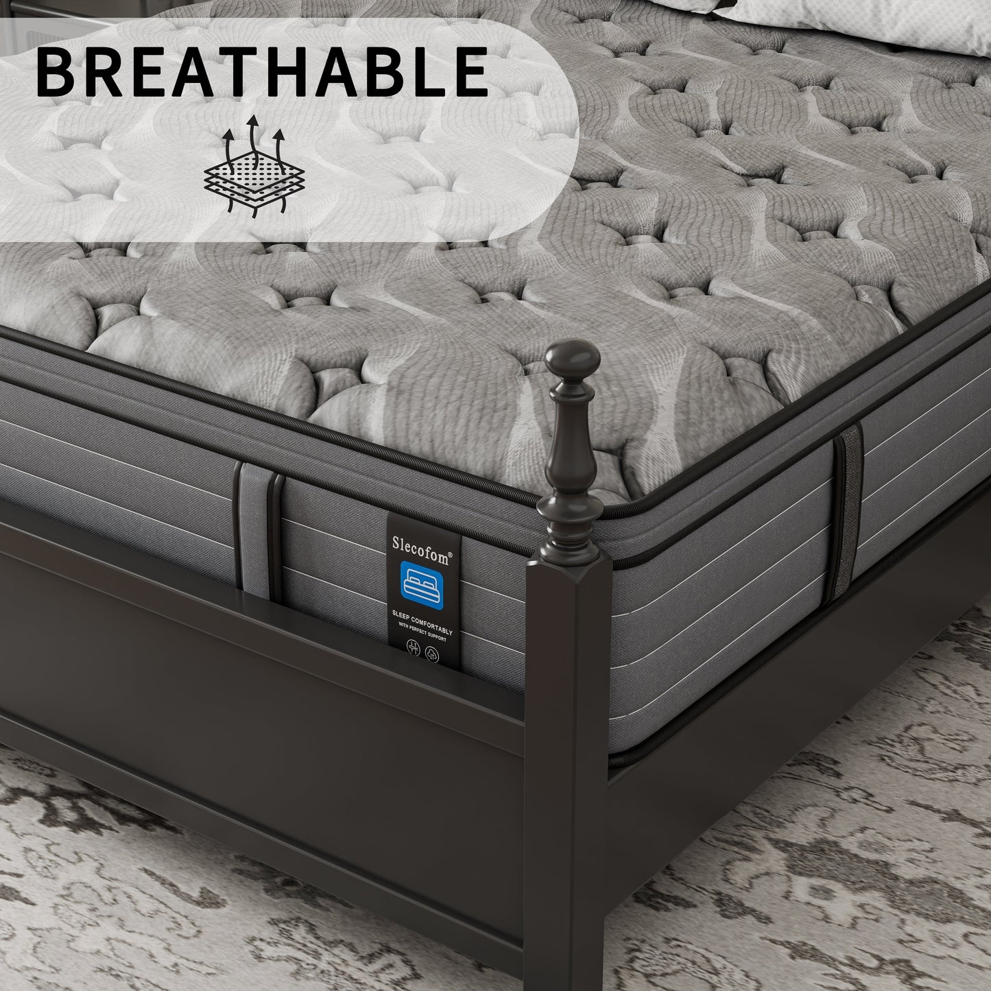 Modland 14 Inch Medium Hybrid Mattress, Euro Top - Fire-Safe CertiPUR-US Foams for Back Pain Relief, Twin/Full/Queen/King