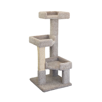 New Cat Condos 3 Level Solid Wood and Carpet Kitty Tree