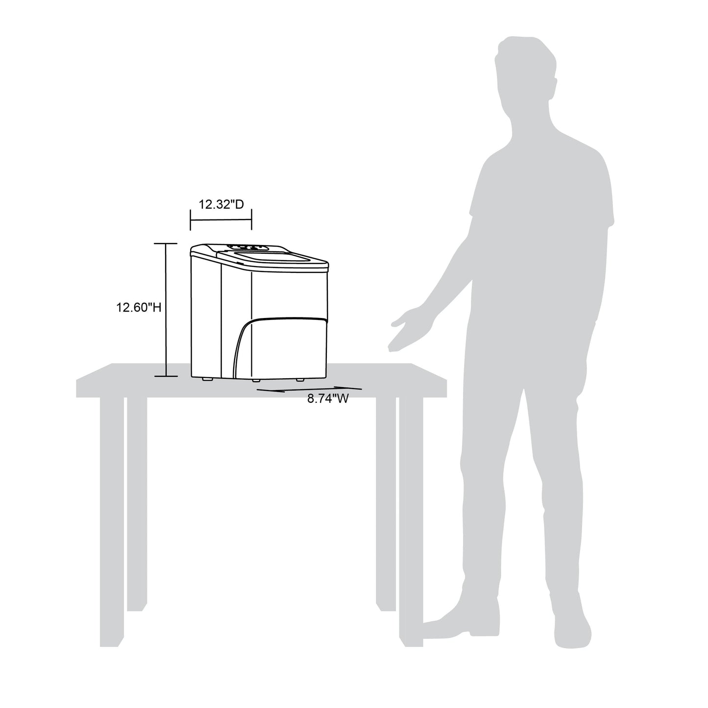 Newair 26 lbs. Countertop Ice Maker, Portable and Lightweight, Intuitive Control, Large or Small Ice Size, BPA Free Parts