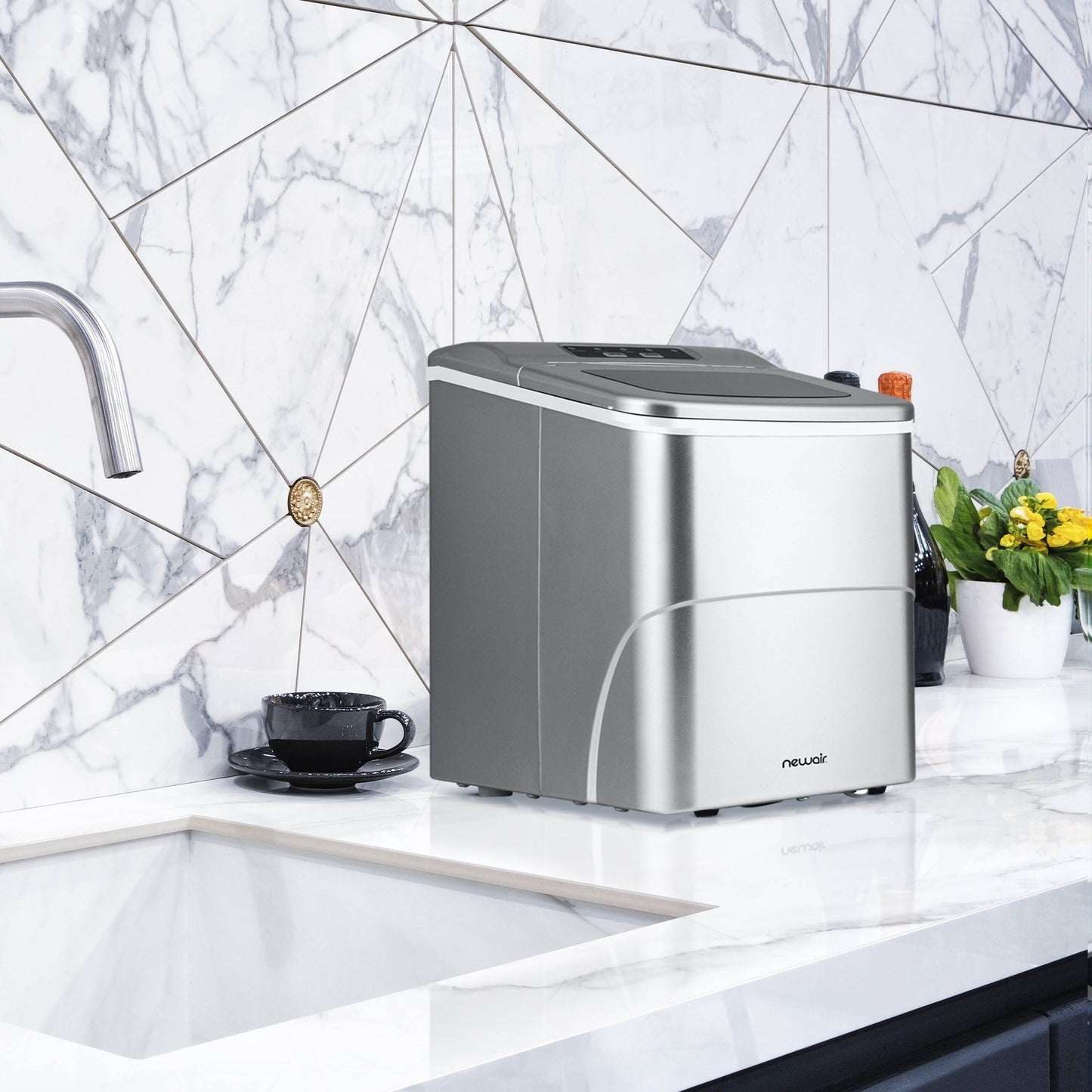 Newair 26 lbs. Countertop Ice Maker, Portable and Lightweight, Intuitive Control, Large or Small Ice Size, BPA Free Parts