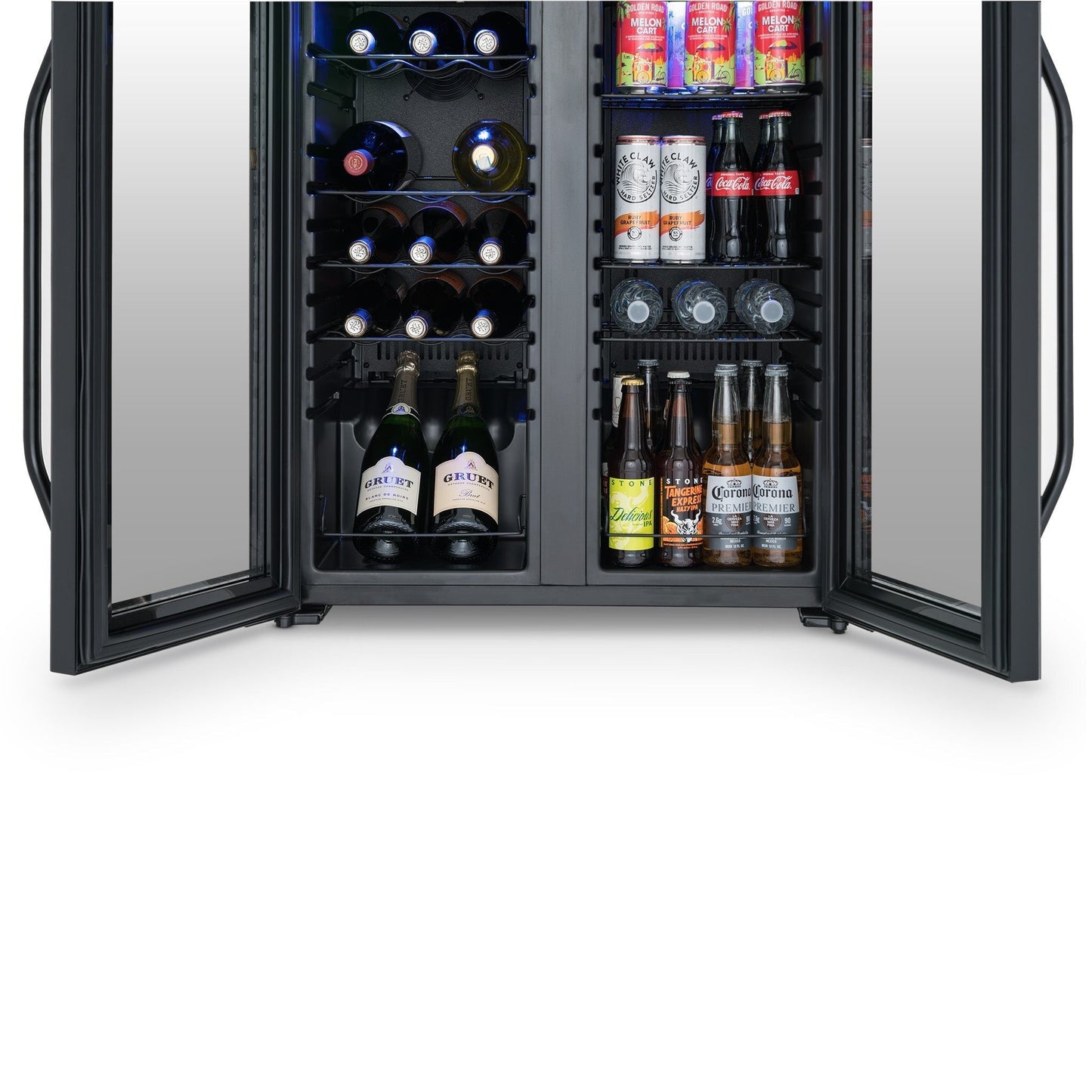 Newair Wine and Beverage Refrigerator, 18 Bottles & 59 Cans, Dual Temperature Zones, Freestanding, Digital Temperature Control