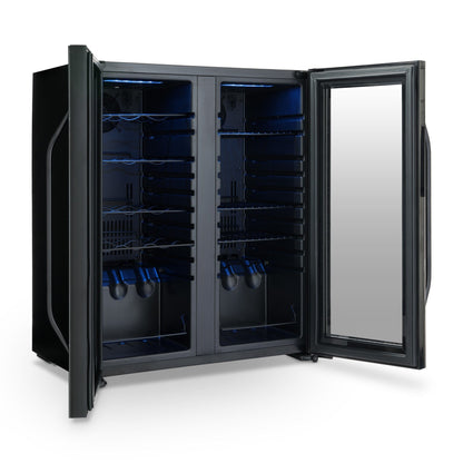 Newair Wine and Beverage Refrigerator, 18 Bottles & 59 Cans, Dual Temperature Zones, Freestanding, Digital Temperature Control