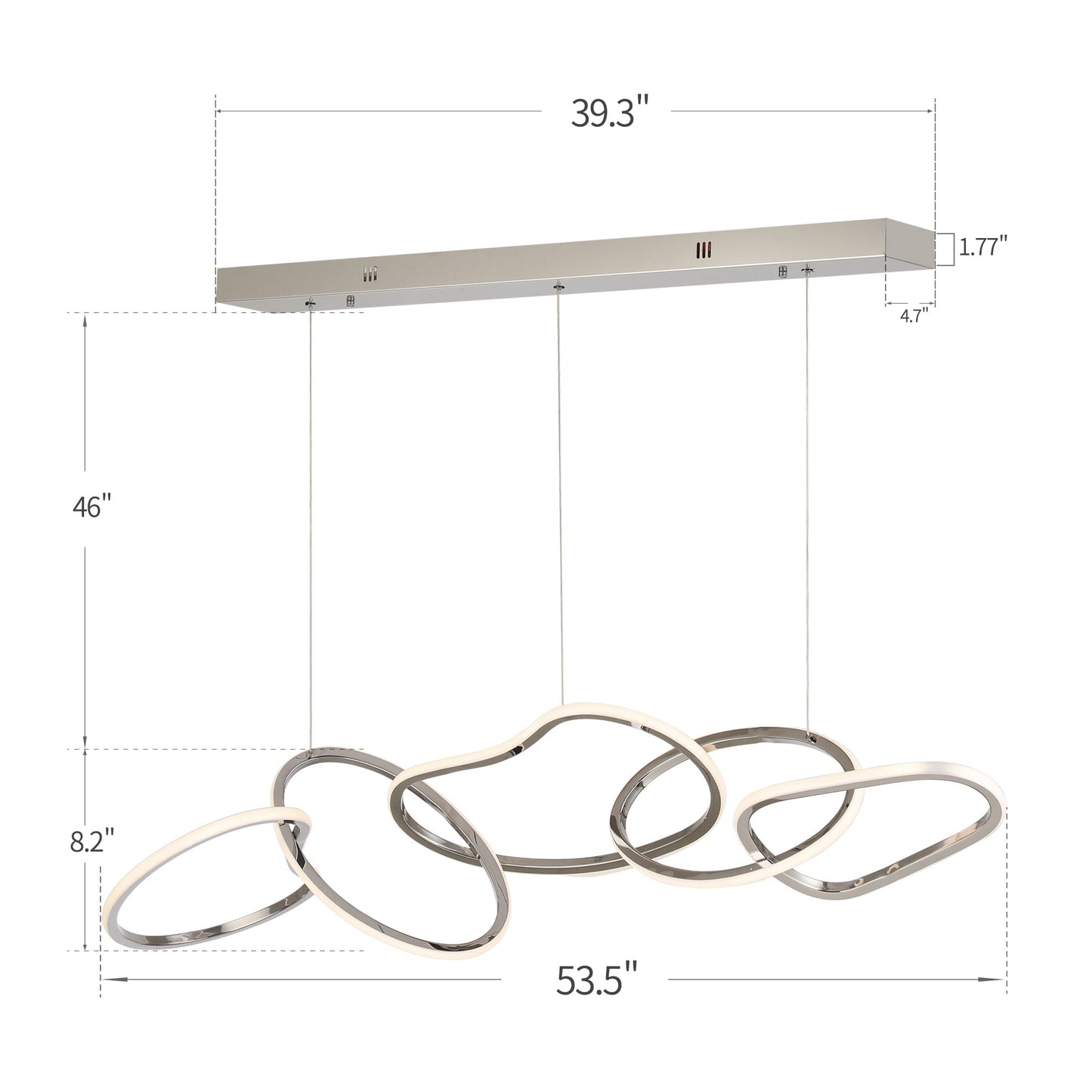 Nordic Luxury Interlocked Stainless Steel LED Chandelier Dining Room Ceiling Light