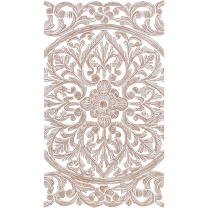 Norma Floral Hand Carved Natural Wooden 48x28-inch 3-Panel Wall Art