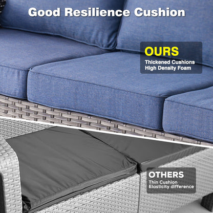 OVIOS 5-piece Patio Wicker High Back Conversation Set