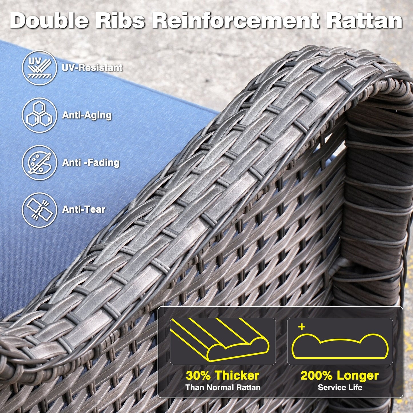 OVIOS 5-piece Patio Wicker High Back Conversation Set