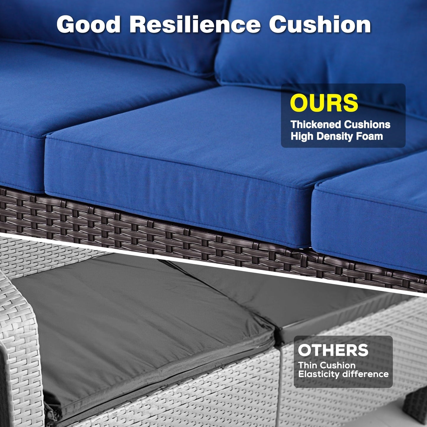 OVIOS 8-piece Patio Wicker Furniture Swivel Chair Set