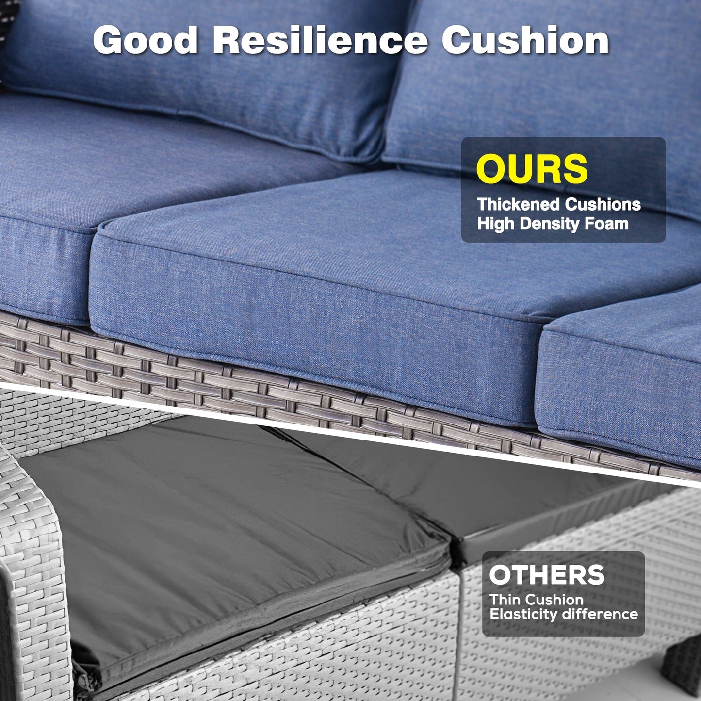 OVIOS 8-piece Patio Wicker Furniture Swivel Chair Set