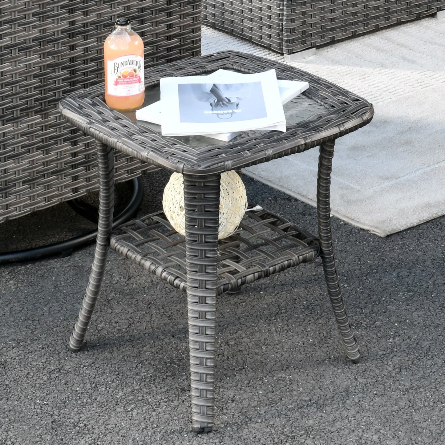 OVIOS Deep Seat Wicker 11-piece Sectional Set Swivel Chairs Fire Pit