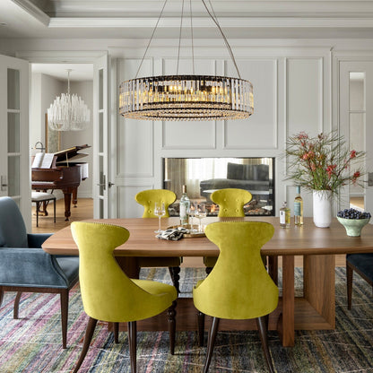 OYIPRO 6/8/12-Light Modern Round Crystal Chandelier Drum Shape Pendant Light for Kitchen Island