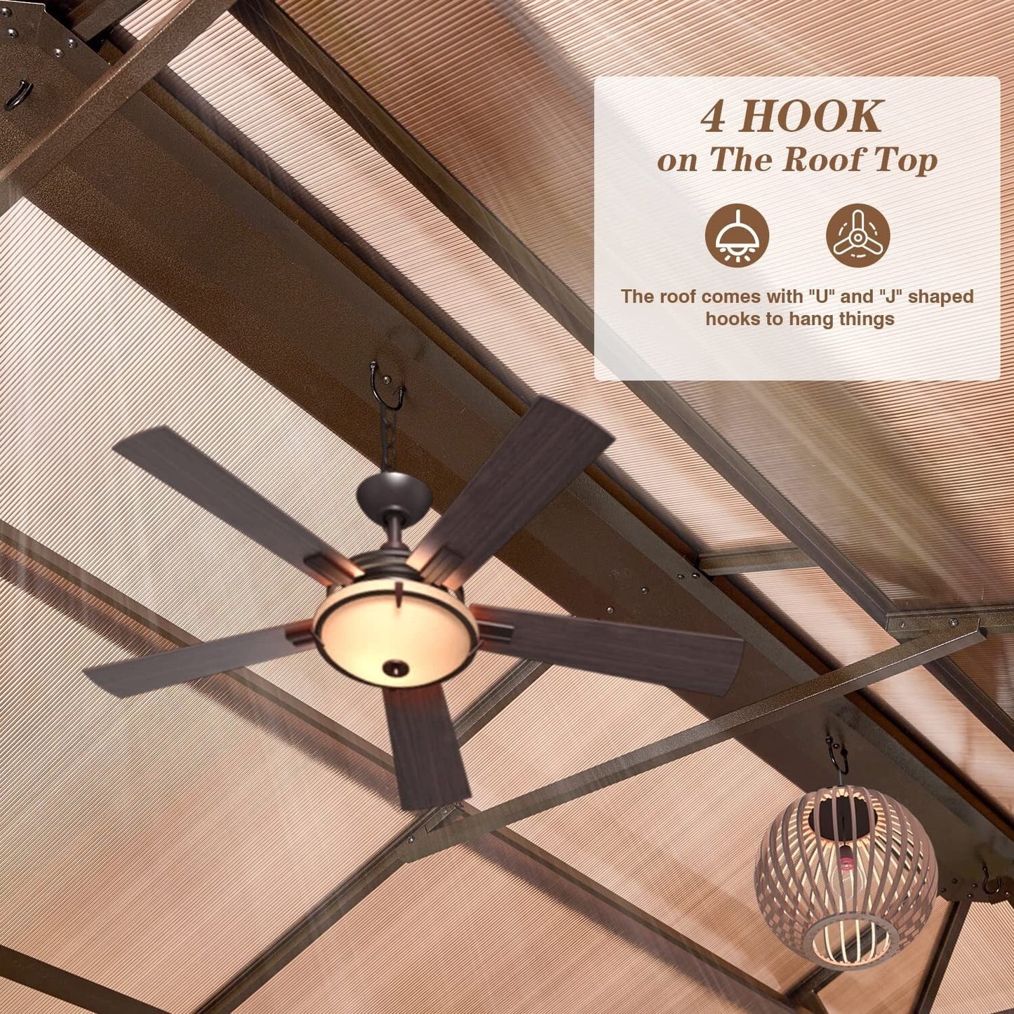 EROMMY Hardtop Gazebo,Outdoor Pergola with Double Roof & Netting & Curtains,Heavy Duty Canopy for Patio, Backyard, Pool party