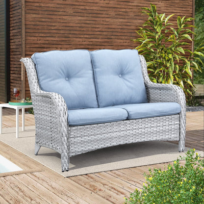 Gymojoy Outdoor Loveseat Wicker Sofa Set Rattan Sofa