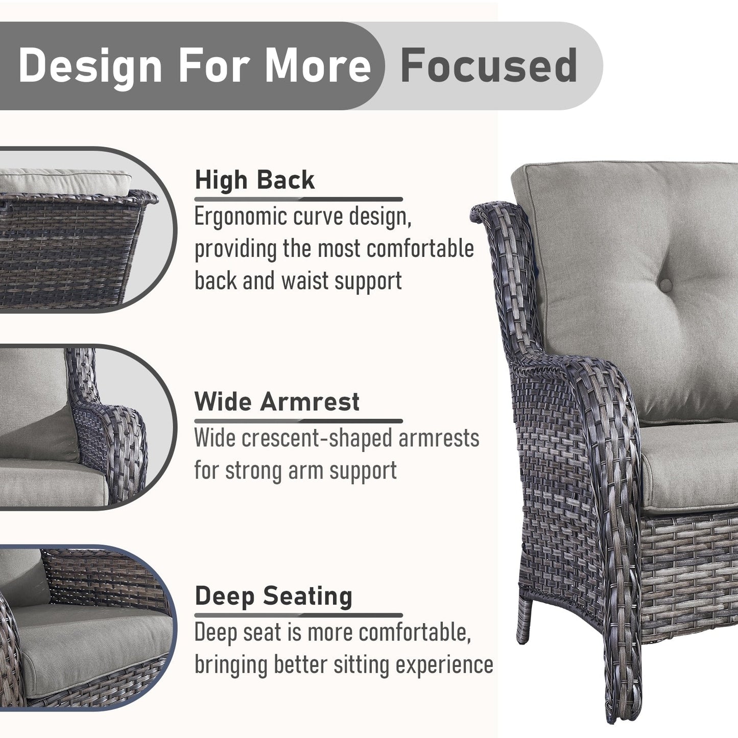 Gymojoy Outdoor Loveseat Wicker Sofa Set Rattan Sofa