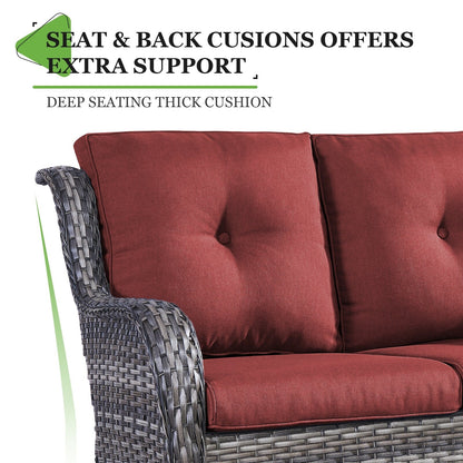 Gymojoy Outdoor Loveseat Wicker Sofa Set Rattan Sofa