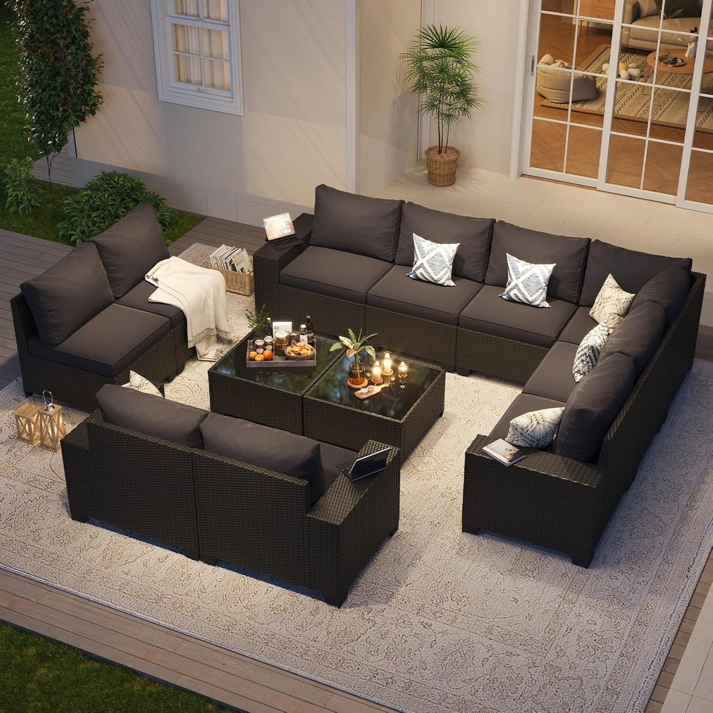 Outdoor Patio Furniture Sets with 4in Thicken Cushion