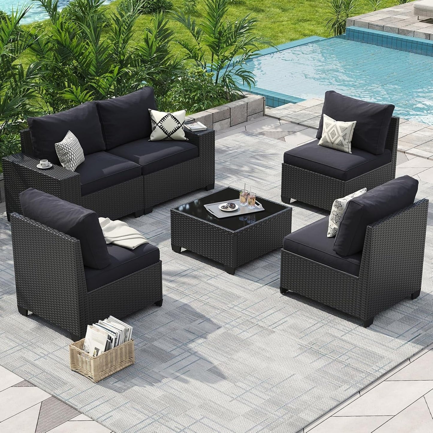 Outdoor Patio Furniture Sets with 4in Thicken Cushion