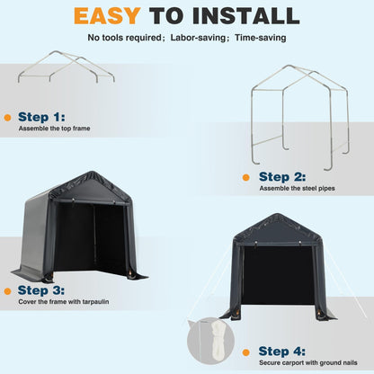 Outdoor Storage Shed and Carport Canopy: Portable Shelter for Bikes, Motorcycles, and Garden Storage
