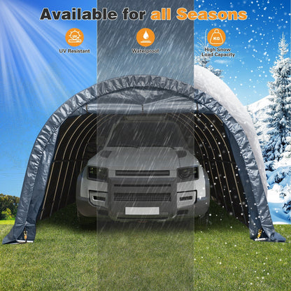 Outdoor Storage Shed and Carport Canopy: Portable Shelter for Bikes, Motorcycles, and Garden Storage