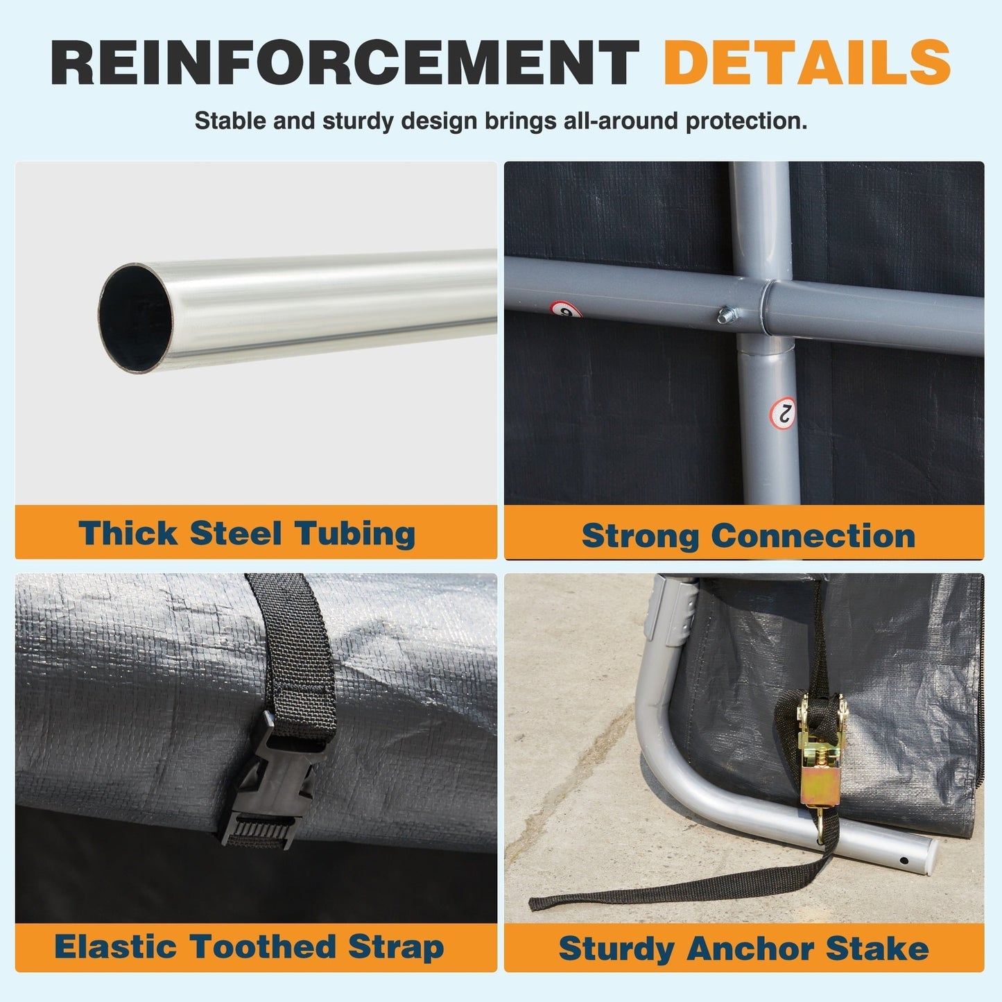 Outdoor Storage Shed and Carport Canopy: Portable Shelter for Bikes, Motorcycles, and Garden Storage