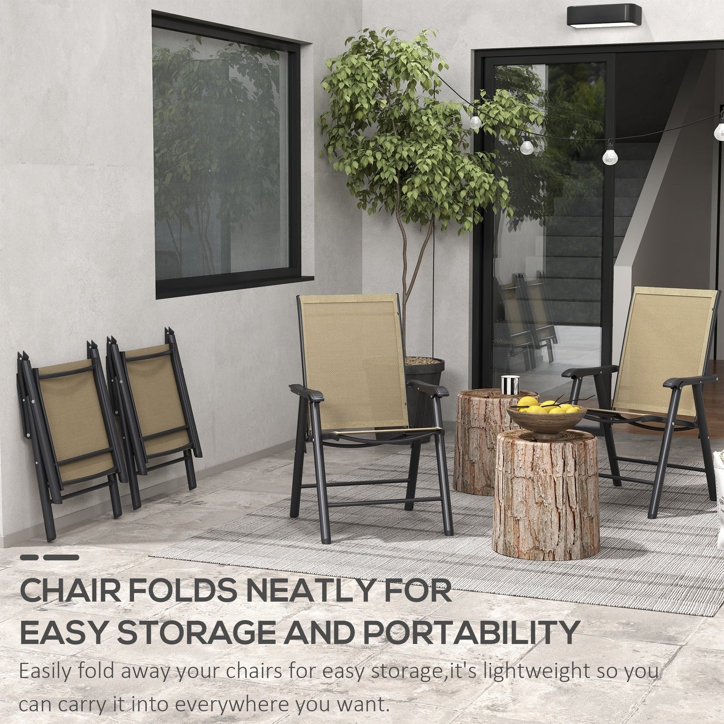 Outsunny 4-piece Folding Patio Chair Set with a Simple & Chic Design, Comfortable for the Deck, Garden, Yard & Travel