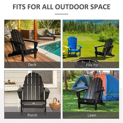 Outsunny Folding Adirondack Chair, HDPE Outdoor All Weather Plastic Lounge Beach Chairs for Patio Deck and Lawn Furniture
