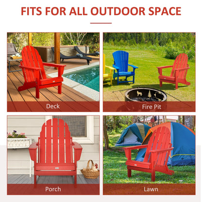 Outsunny Folding Adirondack Chair, HDPE Outdoor All Weather Plastic Lounge Beach Chairs for Patio Deck and Lawn Furniture