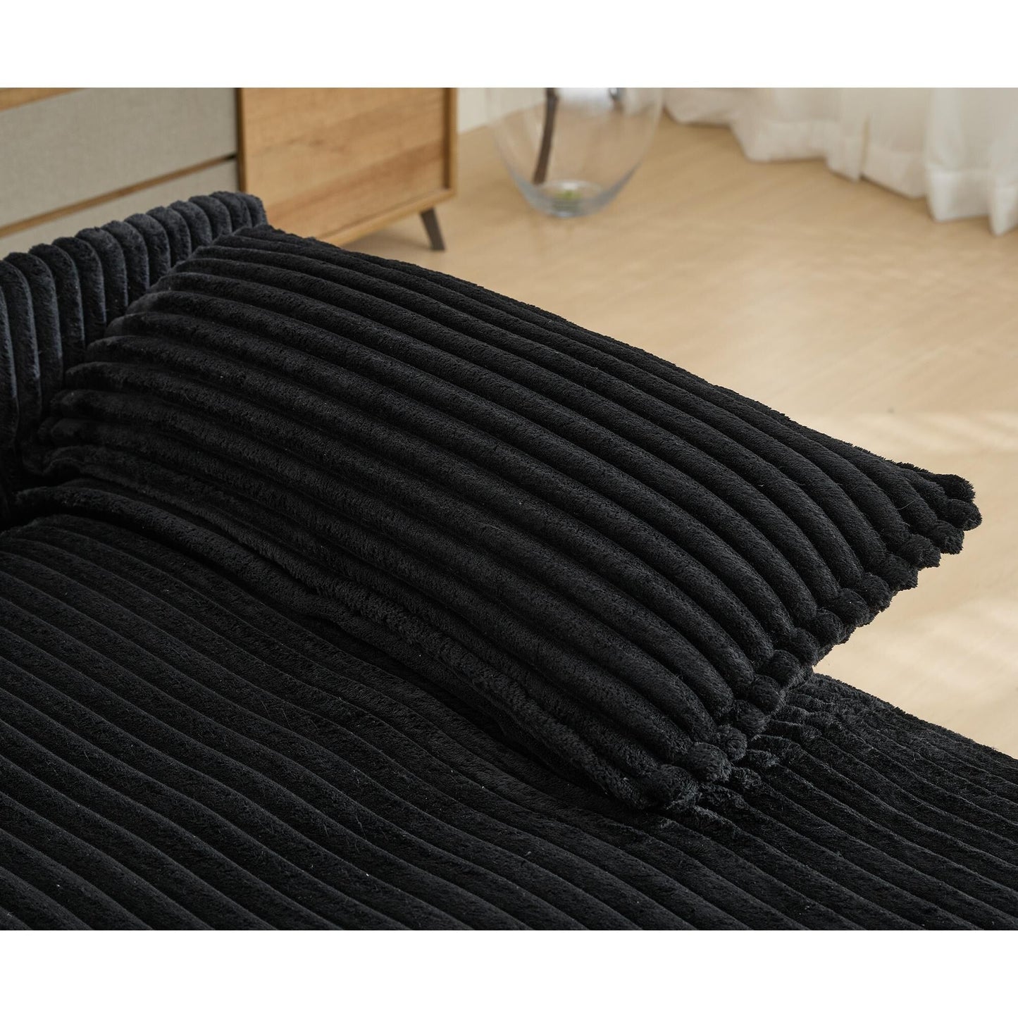 Oversized Chaise Lounge Fluffy Corduroy Sofa Bed Adjustable