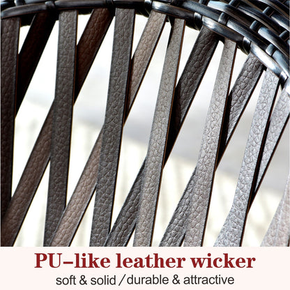 OVIOS 3-piece Patio Rocking Chair Bistro Set with Glass Coffee Table