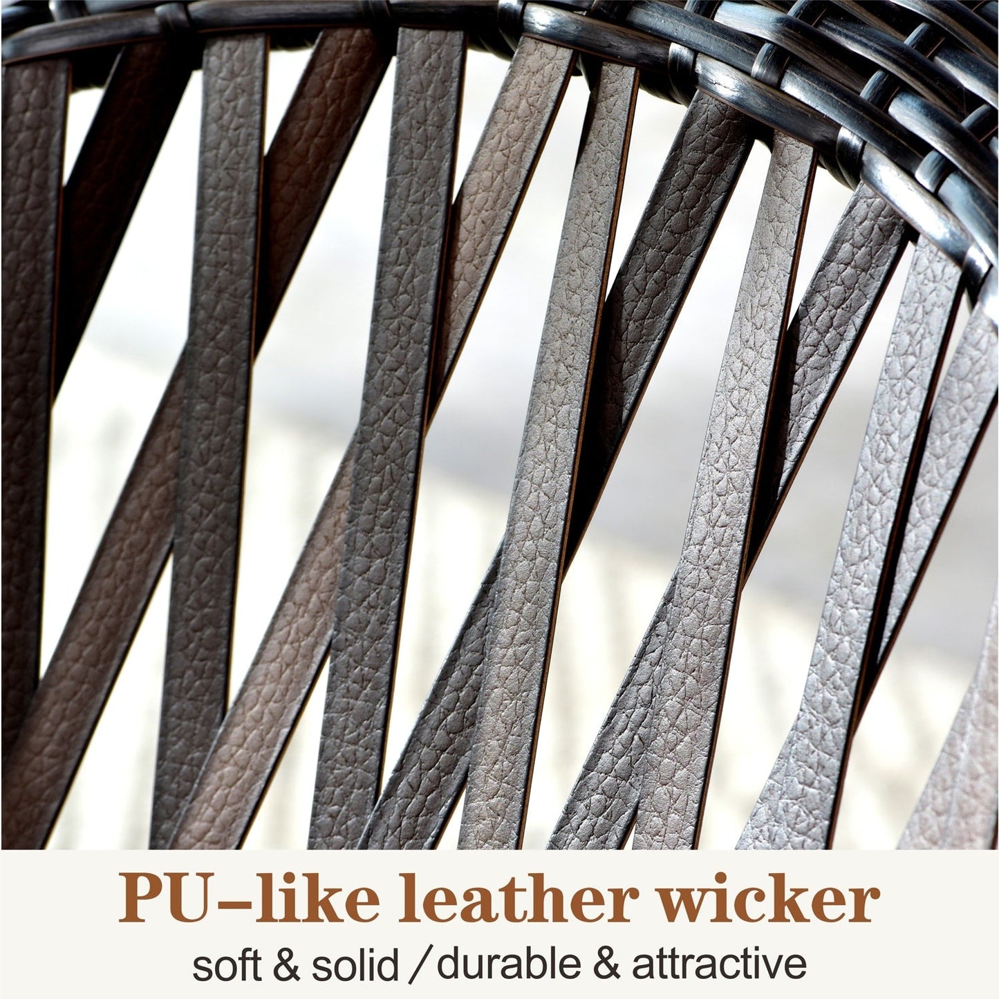 OVIOS 3-piece Patio Rocking Chair Bistro Set with Glass Coffee Table