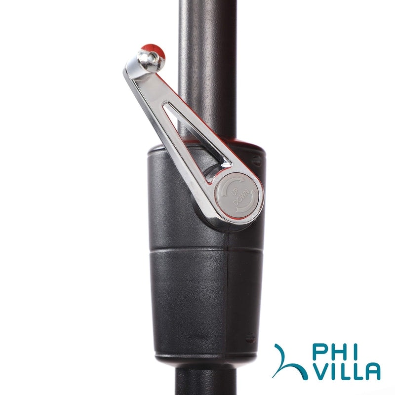 MAISON ARTS 6-Piece Patio Dining Set with 10ft 3 Tier Auto-tilt Umbrella: 4 Metal Outdoor Chairs 1 Metal Square Dining Table