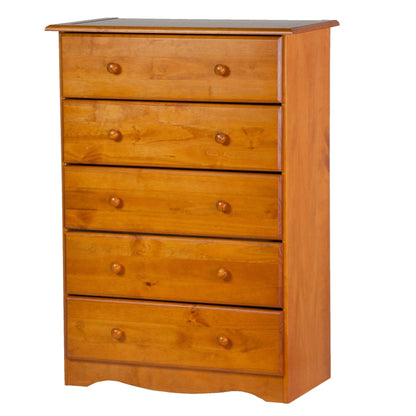 Palace Imports 100% Solid Wood 5-Drawer Chest with Metal or Wooden Knobs