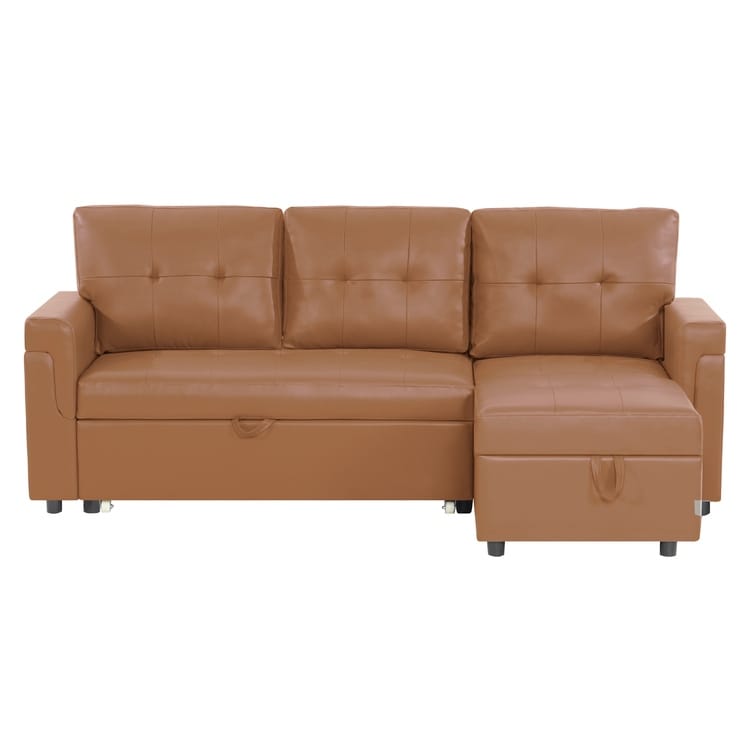 Reversible Sectional Sofa with Pull-Out Sleeper Bed, Hidden Storage Chaise, Durable Legs,