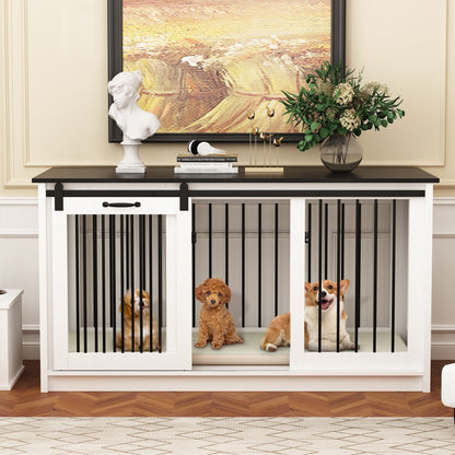 Pet Residence with Iron Tube Reinforcement Stylish & Sturdy Dog Crate