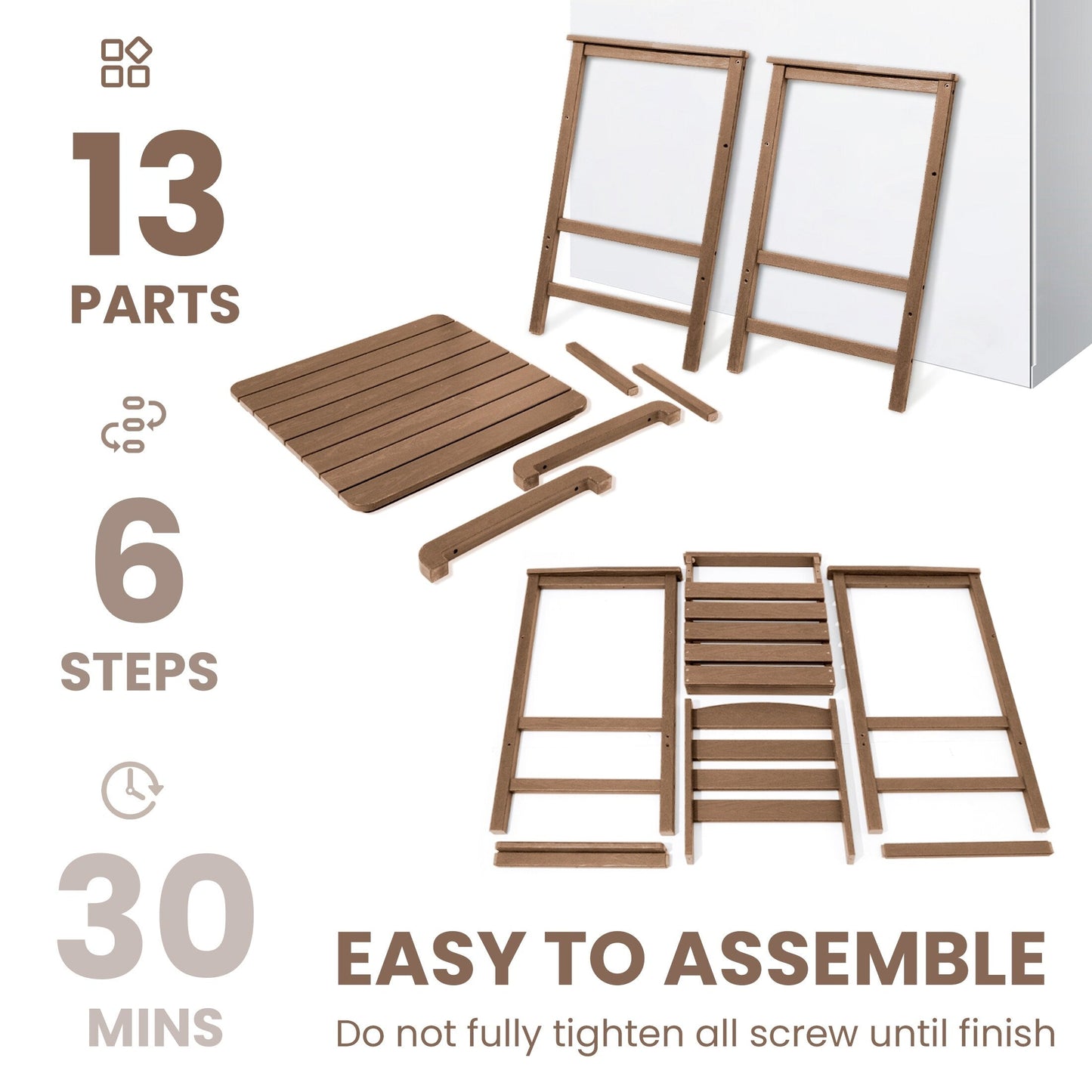 Plastic Tall adirondack Chair Set Of 3-Piece Patio Conversation Set