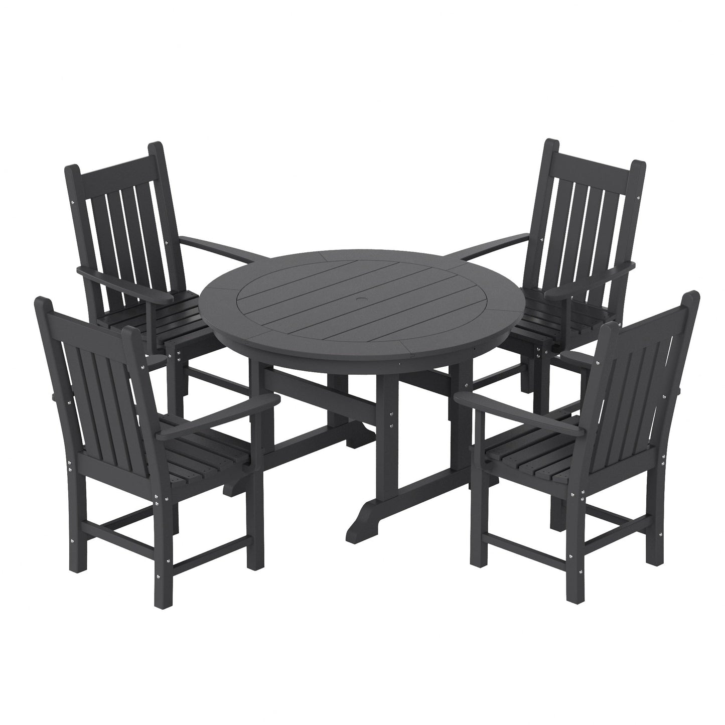 Polytrends Laguna Hdpe All Weather Outdoor Patio Dining Set with Round Table, Armchairs (5-Piece Set)