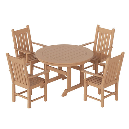 Polytrends Laguna Hdpe All Weather Outdoor Patio Dining Set with Round Table, Armchairs (5-Piece Set)