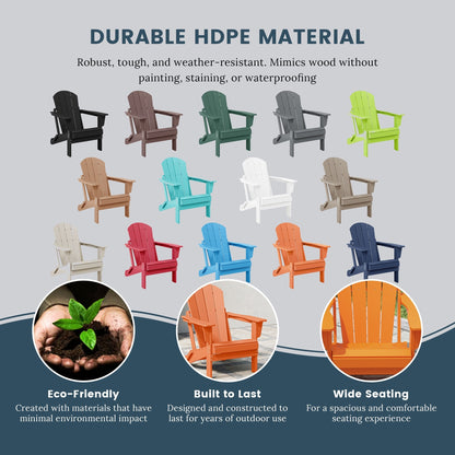 Polytrends Laguna Fade Resistant All Weather Outdoor Patio Folding Adirondack Chair