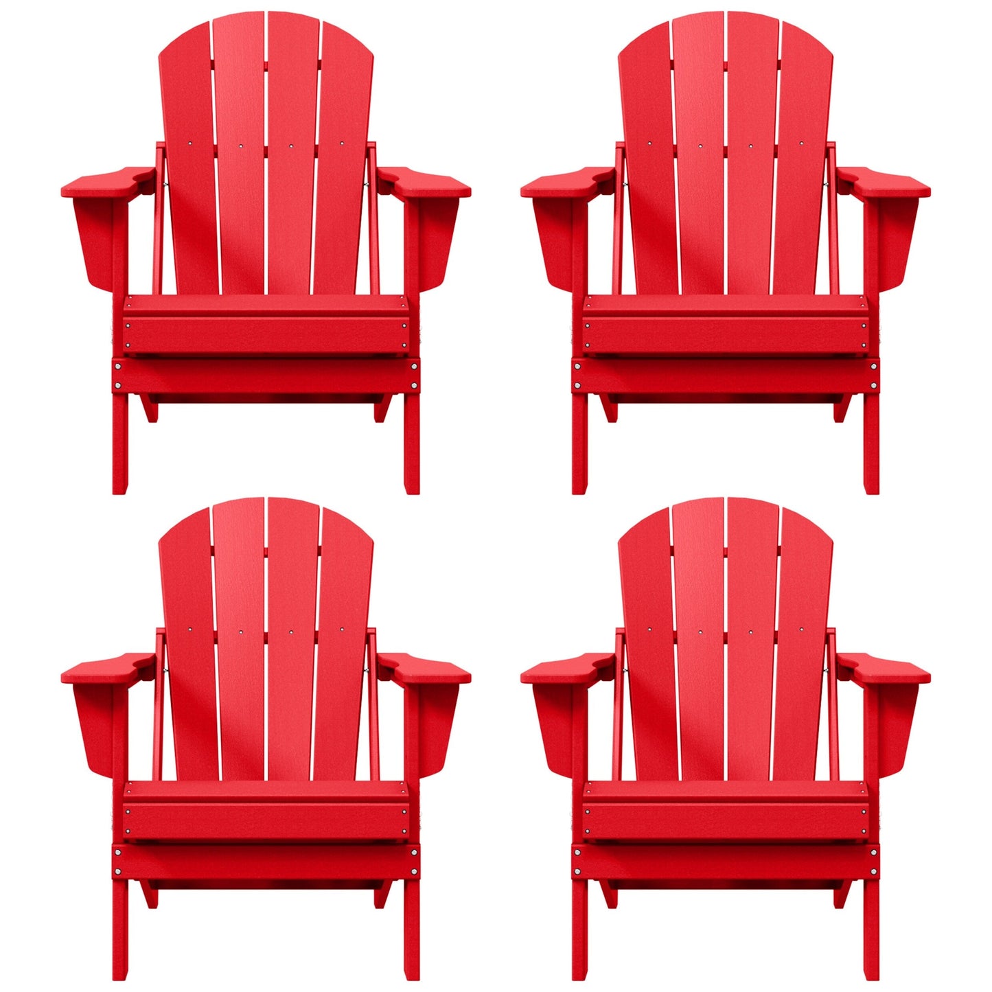 Polytrends Laguna Weather Resistant Outdoor Patio Folding Adirondack Chairs (Set of 4)