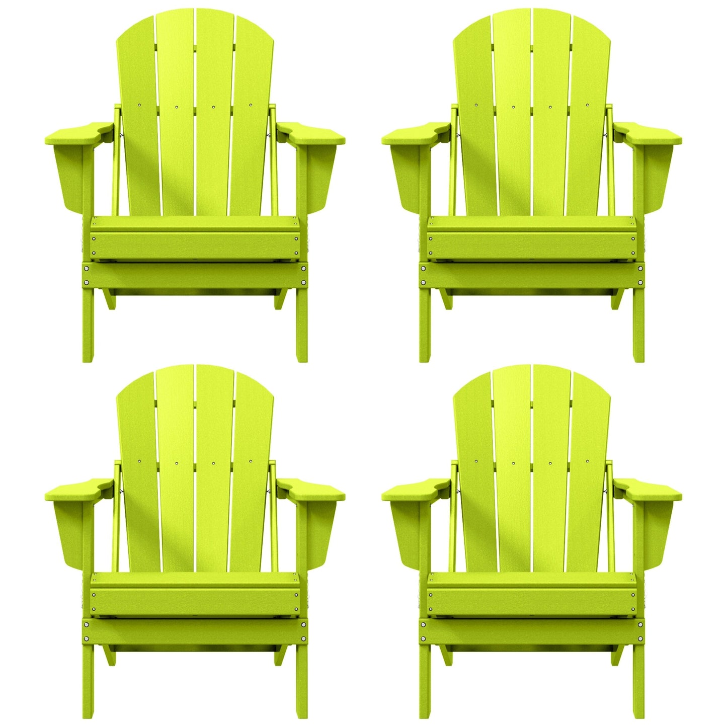 Polytrends Laguna Weather Resistant Outdoor Patio Folding Adirondack Chairs (Set of 4)