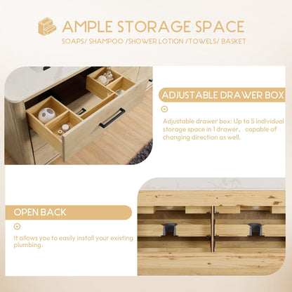 Porto Bath Vanity with White Quartz Stone Top without Mirror