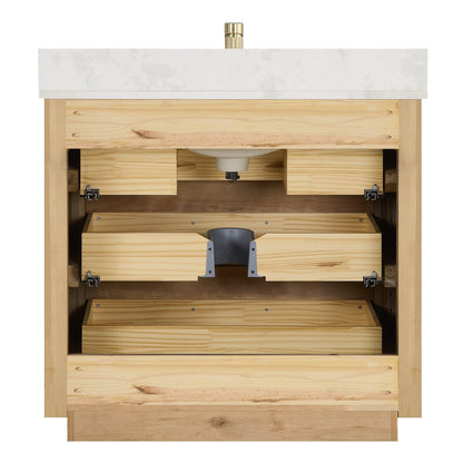 Porto Bath Vanity with White Quartz Stone Top without Mirror