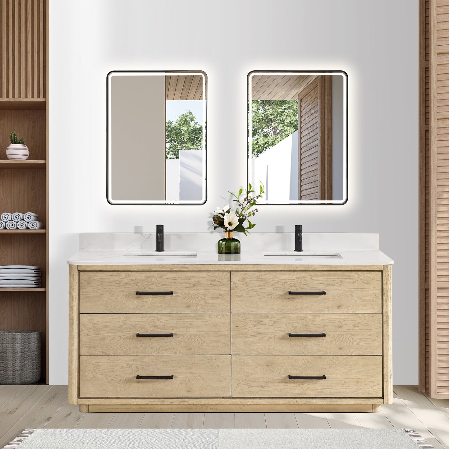 Porto Bath Vanity with White Quartz Stone Top without Mirror