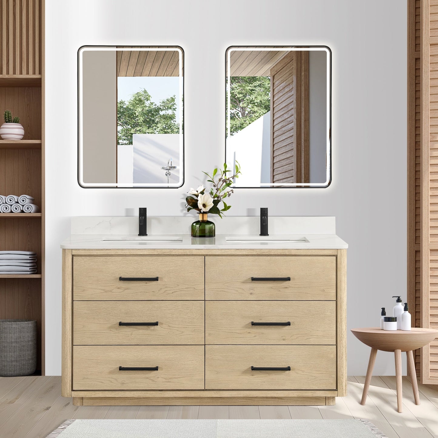 Porto Bath Vanity with White Quartz Stone Top without Mirror