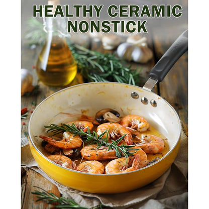 Pots and Pans Set Nonstick, 10-Piece Ceramic Kitchen Cookware Sets, Nonstick Cooking Set with Saucepans