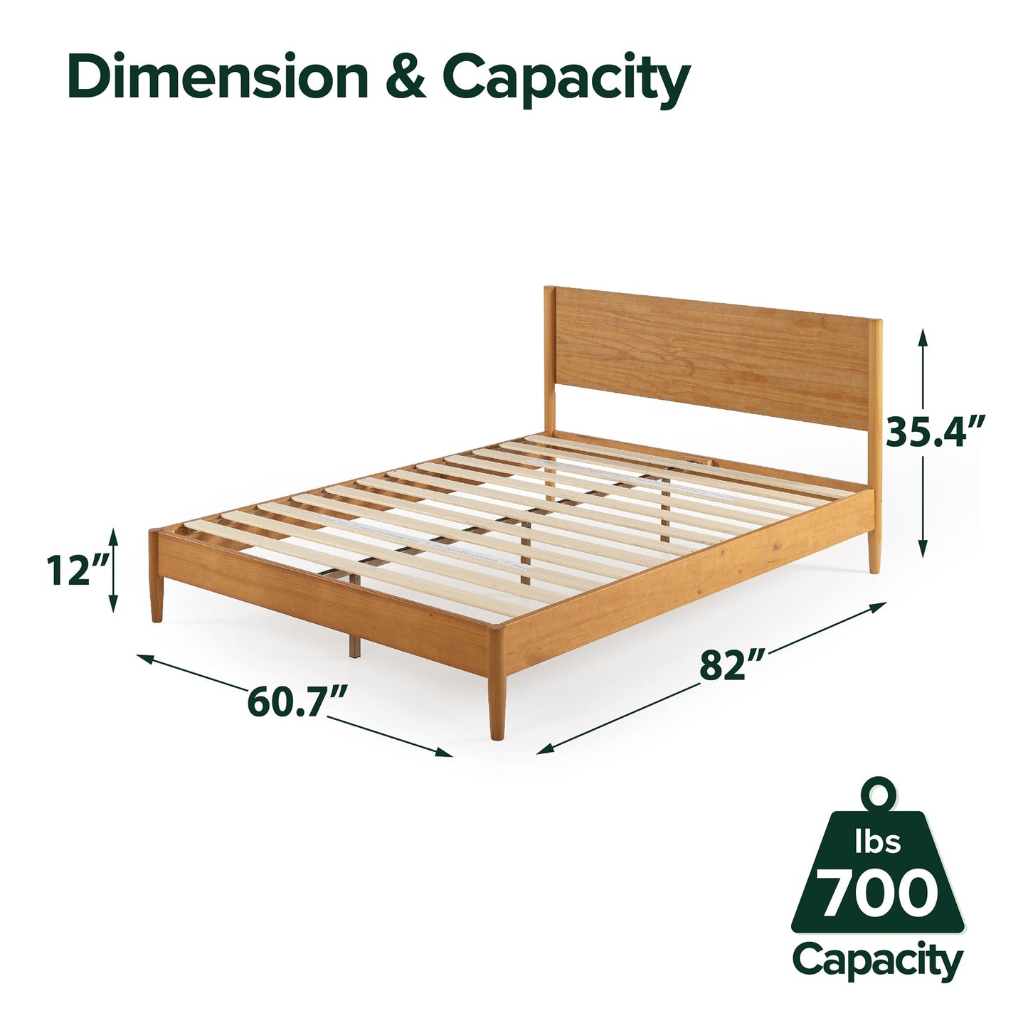 Priage by ZINUS Mid Century Wood Platform Bed Frame